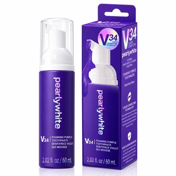 Modern Whites V34 Foaming Whitening Toothpaste, Purple, Hydrogen Peroxide, 60 ml
