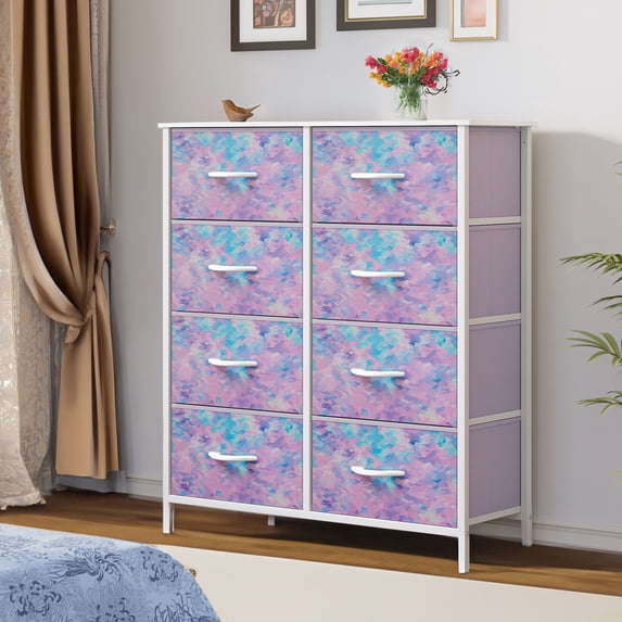 Modern Wide Dresser Storage Tower with 8 Drawers Multi-Color