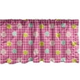 thumbnail image 1 of Modern Window Valance, Continuous Style Smiling Faces on Checkered Cubes Backdrop Pattern, Curtain Valance for Kitchen Bedroom with Rod Pocket, 42" x 12", Hot Pink Multicolor, by Ambesonne, 1 of 2