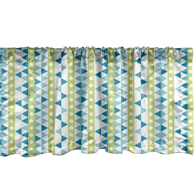 Ambesonne Modern Window Valance, Geometric Circles Triangles, 42" x 12", Avocado Green Sea Blue