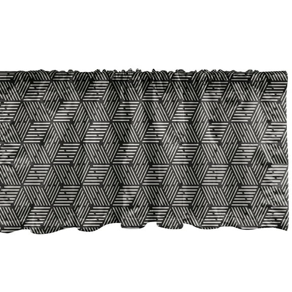 Ambesonne Modern Valance Pack of 2, Abstract Lines Grid Ornate, 54"X12", Charcoal Grey and Pale Tan