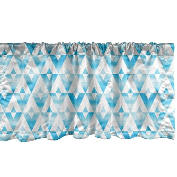 Modern Window Valance Pack of 2, Geometric Contemporary Shapes Triangle Line with Clear Sky and Cloudy Backdrop Image, Rod Pocket Curtain Valances Kitchen Bedroom, 54" X 18", Pale Blue, by Ambesonne