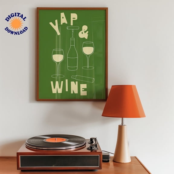 Modern Wine Poster Kitchen Bar Wall Art Minimal Decor, Unframed Paper Poster 8x10in