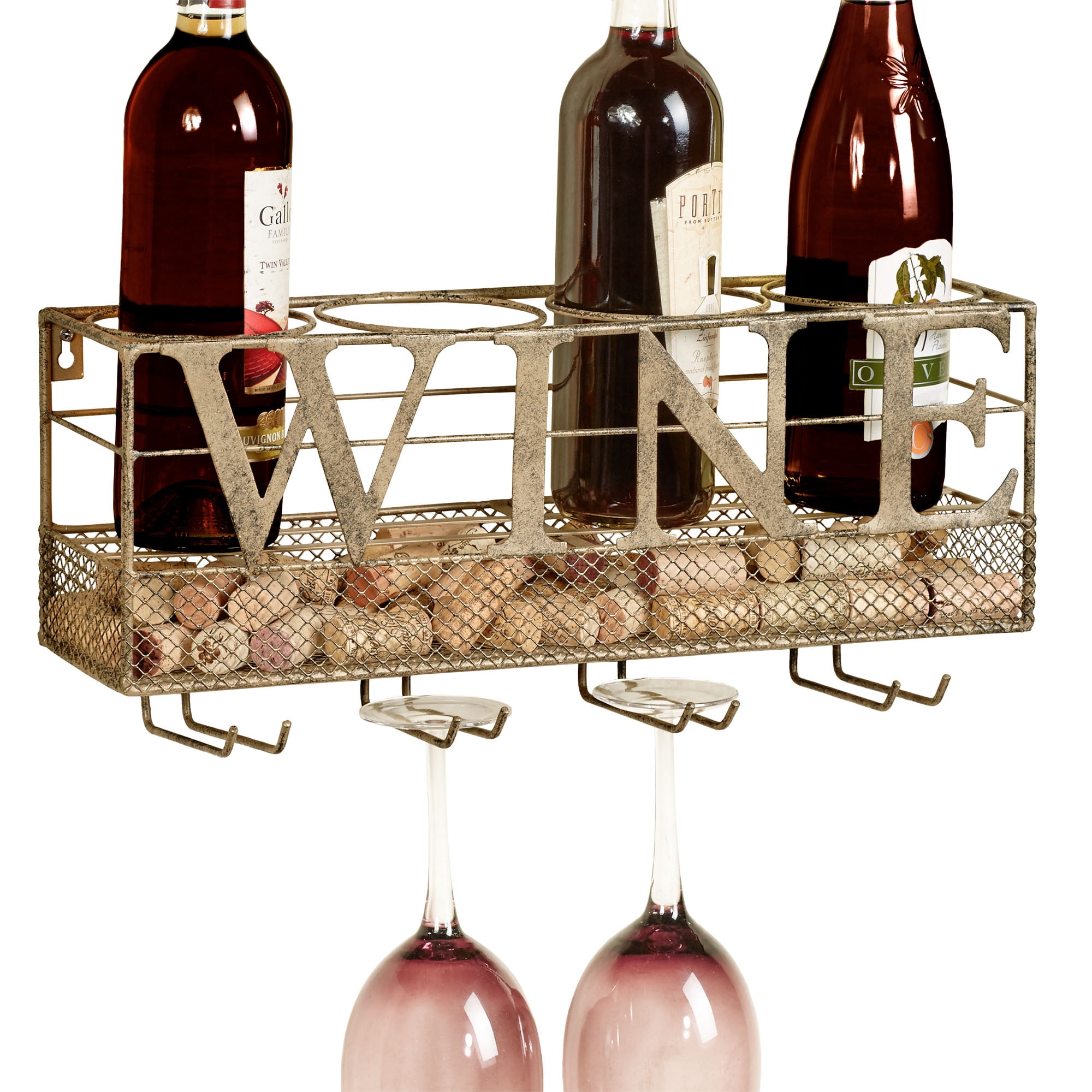 Stem Rack Modern Wine and Stemware Rack Antique Gold - Walmart.com
