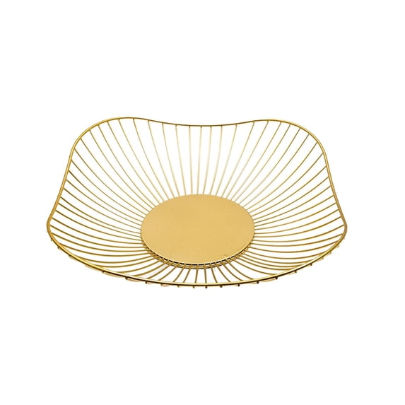 Modern Wire Fruit Basket,Metal Storage Bowl,Creative Lotus Leaf Fruit Bowl Decorative Stand Serving Basket Holder for Kitchen Countertop Living Room Table Centerpiece Gold 1PC(A)
