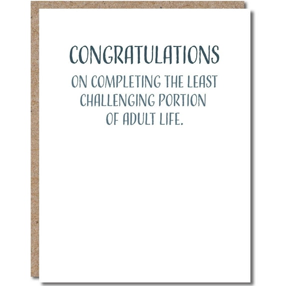 Modern Wit Graduation Greeting Card 4.25x5.5 - Congrats on Easy Adulting! Blank Inside, Humorous.