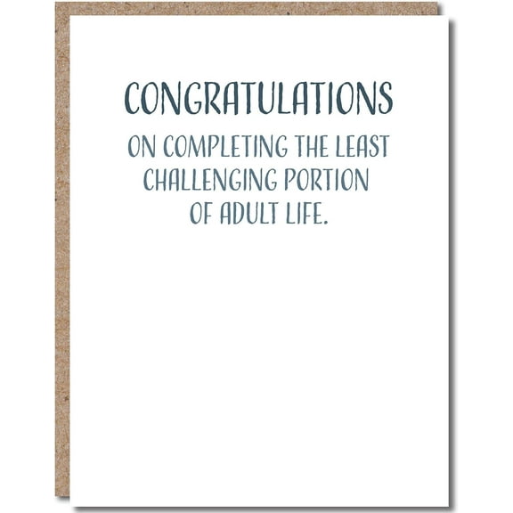 Modern Wit Graduation Greeting Card 4.25x5.5 - Congrats on Easy Adulting! Blank Inside, Humorous.