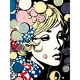 thumbnail image 1 of Modern Woman Blonde Portrait Pop Art Bubbles Patterns Colourful Comic Book Halftone Unframed Wall Art Print Poster Home Decor Premium, 1 of 3