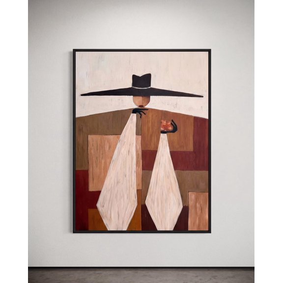 Modern Woman Hat Wall Art Print