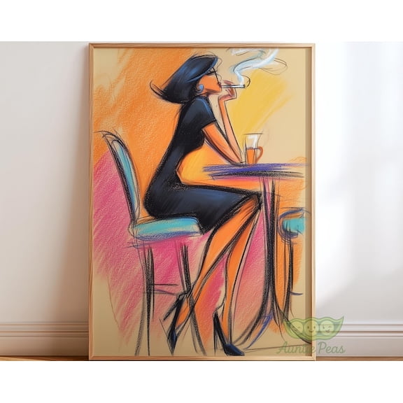 Modern Woman Line Drawing Wall Art Print, Unframed Paper Poster 8x10in