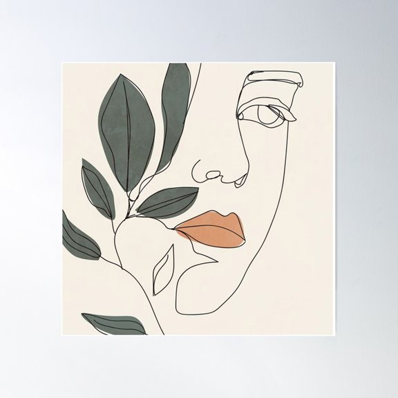 Modern Women Line Drawing Poster Wall Art, Modern Wall Decor For Living Room Bedroom, 17x17 UNFRAMED