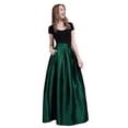 thumbnail image 1 of Modern Women Long Emerald Green Pleated Taffeta Skirt with One Pocket – Perfect for Any Occasion, 1 of 4