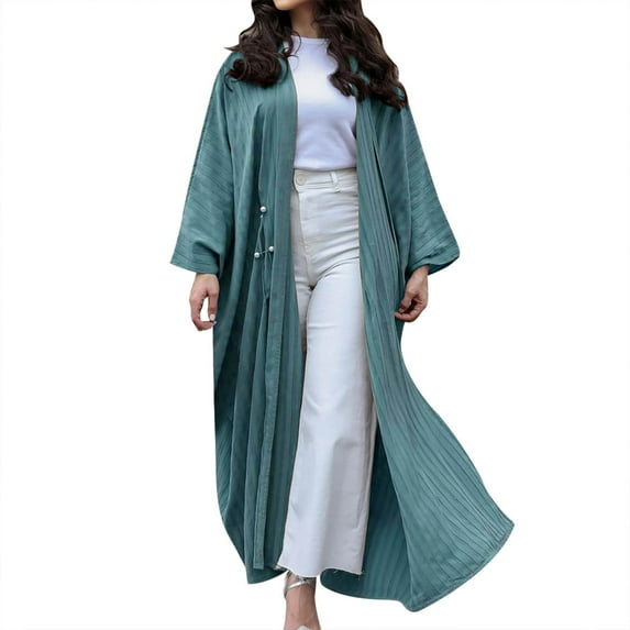 Modern Women's Fashion Turkish Style Long Sleeve Loose Fit Cardigan Robe Abaya for Casual Outings