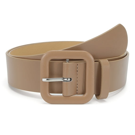 Modern Women's Wide Waistband Belt Square Metal Buckles Soft PU Multiple Colors