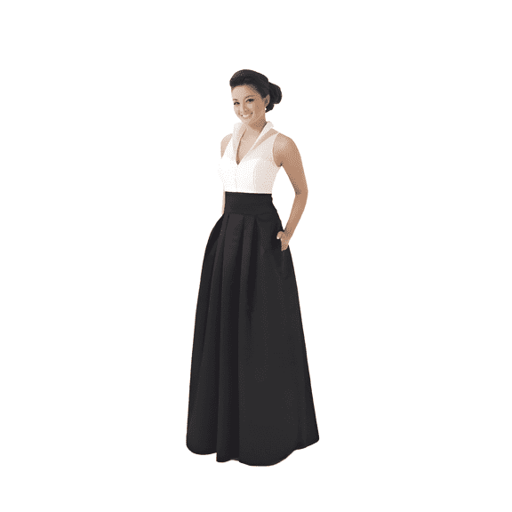 Modern Womens Black Taffeta Maxi Pleated Skirt with Pockets – Perfect for Wedding & Party Wear
