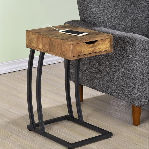 Modern Wood Accent Table With Storage And Cutting-edge Tech Rectangular Integrations Drawers
