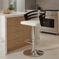 thumbnail image 1 of Modern Wood Back Adjustable Swivel Bar Stool with Cushion, Black, 1 of 9
