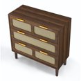 thumbnail image 1 of Modern Wood Chest of 3 Drawer, Rattan Closet Dressers with Spacious Storage,Farmhouse Wood Storage Drawer for Bedroom, Living Room, Hallway, Entrance,Walnut, 1 of 1