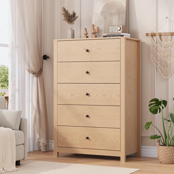 Modern Wood Chest of Drawers – Deep Drawers Dresser for Bedroom, Living Room, Hallway, Entryway
