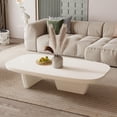 thumbnail image 1 of Modern Wood Coffee Table for Living Room, 51.2" White Rectangle Coffee Table with 2 Unique Legs, Center Table for Living Room Table Tea Table for Home Office, 1 of 5
