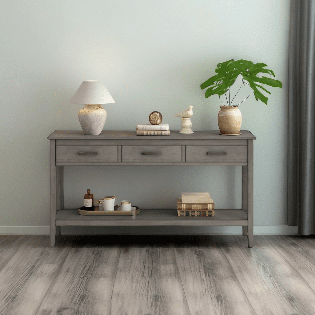 Modern Wood Console Table 59-Inch Extra Long Entryway Table Sofa Table ...