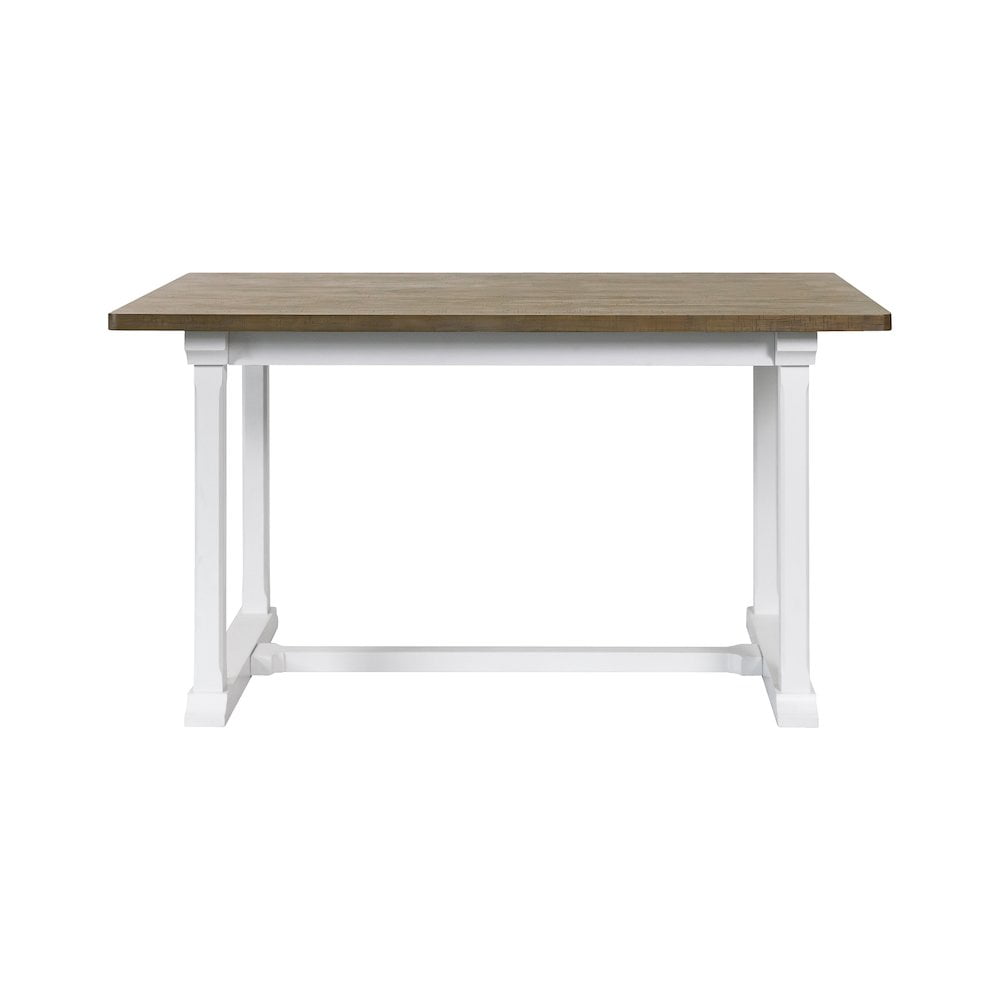 Modern Pine and White Counter Height Dining Table with Four Stools