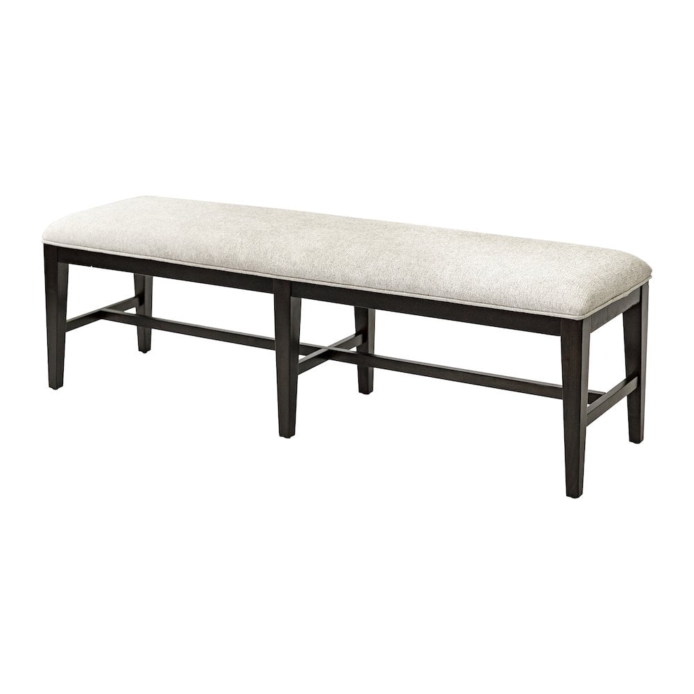 Beige Chenille Upholstered Wood Dining Bench, 60 Inch