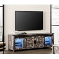 thumbnail image 1 of Modern Wood Farmhouse TV Stand with blue LED light for 75 Inch TV with Sliding Barn Door,70" Entertainment Center with Storage Cabinets for Living Room Bedroom，Brown, 1 of 7