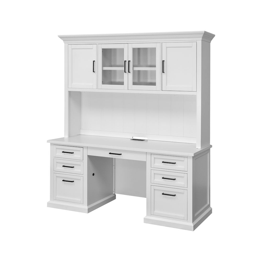 White Modern Wood China Cabinet with Glass Doors