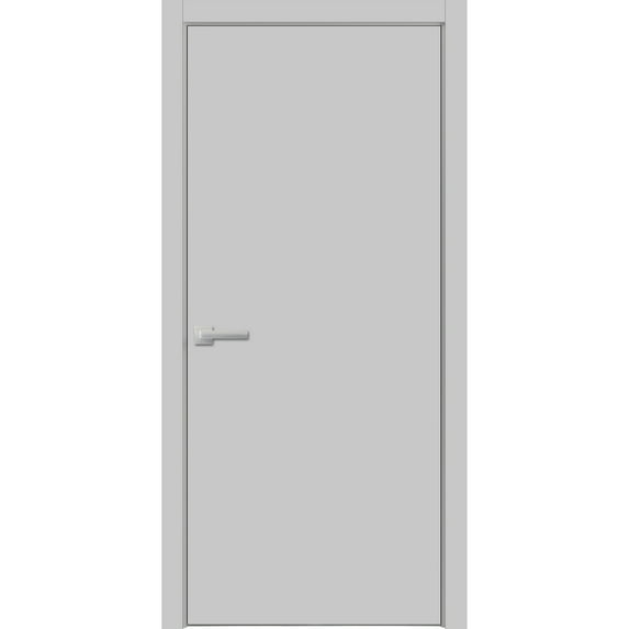 Modern Wood Interior Door with Hardware | Planum 0010 Matte Grey | Single Panel Frame Trims | Bathroom Bedroom Sturdy Doors-32" x 96"