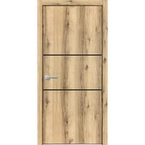 Modern Wood Interior Door with Hardware | Planum 0014 Oak | Single Panel Frame Trims | Bathroom Bedroom Sturdy Doors-18" x 80"