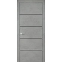 Modern Wood Interior Door with Hardware | Planum 0015 Concrete | Single Panel Frame Trims | Bathroom Bedroom Sturdy Doors-18" x 80"