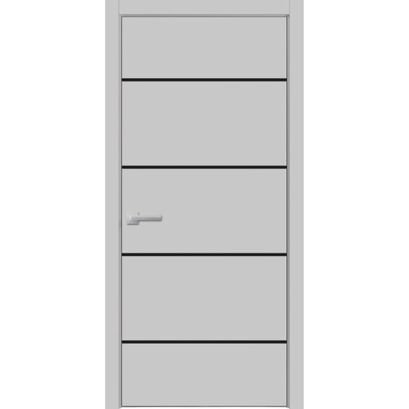 Modern Wood Interior Door with Hardware | Planum 0015 Matte Grey | Single Panel Frame Trims | Bathroom Bedroom Sturdy Doors-24" x 80"