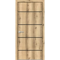 Modern Wood Interior Door with Hardware | Planum 0015 Oak | Single Panel Frame Trims | Bathroom Bedroom Sturdy Doors-18" x 80"