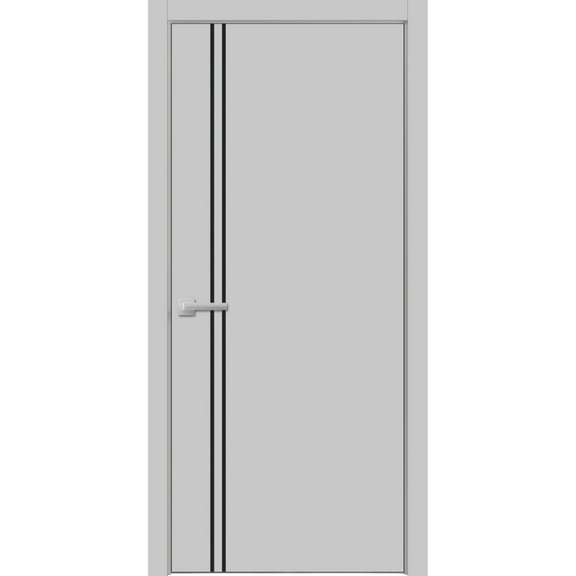 Modern Wood Interior Door with Hardware | Planum 0016 Matte Grey | Single Panel Frame Trims | Bathroom Bedroom Sturdy Doors-28" x 96"