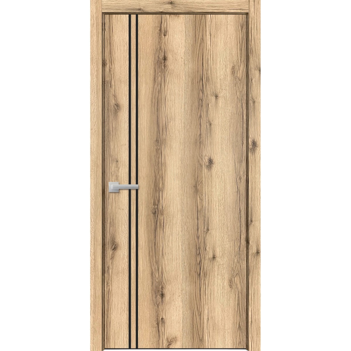 Modern Wood Interior Door with Hardware | Planum 0016 Oak | Single Panel Frame Trims | Bathroom Bedroom Sturdy Doors-18" x 80"