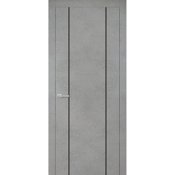 Modern Wood Interior Door with Hardware | Planum 0017 Concrete | Single Panel Frame Trims | Bathroom Bedroom Sturdy Doors-18" x 84"