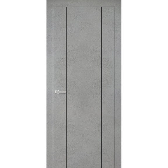 Modern Wood Interior Door with Hardware | Planum 0017 Concrete | Single Panel Frame Trims | Bathroom Bedroom Sturdy Doors-28" x 80"