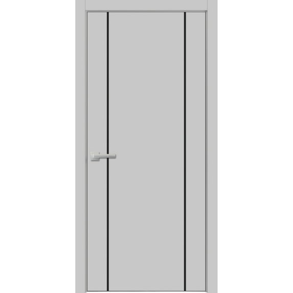 Modern Wood Interior Door with Hardware | Planum 0017 Matte Grey | Single Panel Frame Trims | Bathroom Bedroom Sturdy Doors-24" x 80"