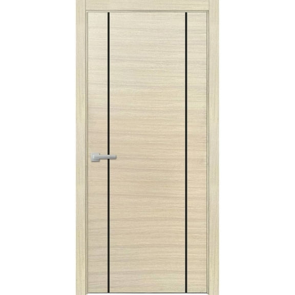 Modern Wood Interior Door with Hardware | Planum 0017 Natural Veneer | Single Panel Frame Trims | Bathroom Bedroom Sturdy Doors-18" x 80"