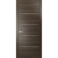 thumbnail image 1 of Modern Wood Interior Door with Hardware | Planum 0020 Chocolate Ash | Single Panel Frame Trims | Bathroom Bedroom Sturdy Doors-32" x 84", 1 of 6