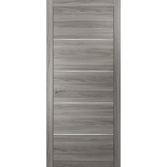 Modern Wood Interior Door with Hardware | Planum 0020 Ginger Ash | Single Panel Frame Trims | Bathroom Bedroom Sturdy Doors-32" x 96"