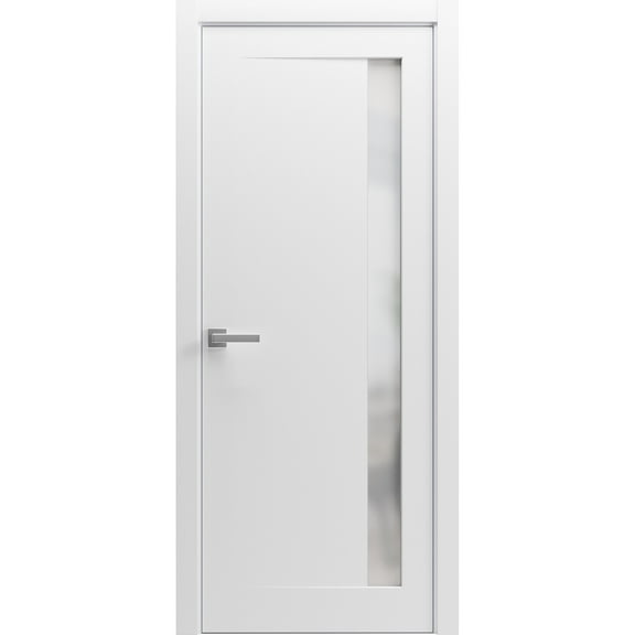 Modern Wood Interior Door with Hardware | Planum 0660 White Silk | Single Panel Frame Trims | Bathroom Bedroom Sturdy Doors-36" x 84"