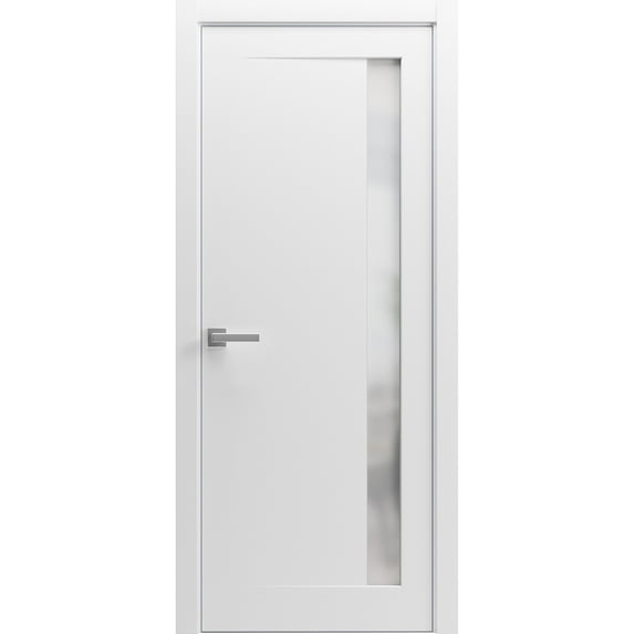 Modern Wood Interior Door with Hardware | Planum 0660 White Silk | Single Panel Frame Trims | Bathroom Bedroom Sturdy Doors-36" x 96"
