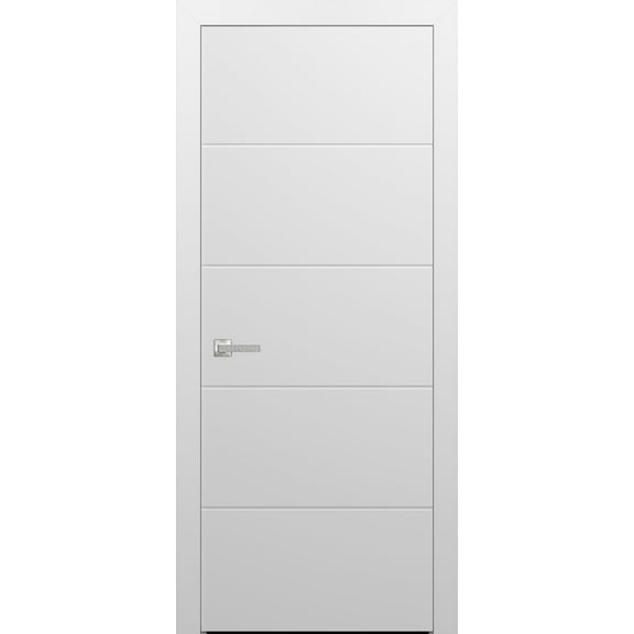 Modern Wood Interior Door with Hardware | Planum 0770 White Silk | Single Panel Frame Trims | Bathroom Bedroom Sturdy Doors-24" x 96"