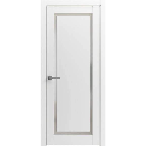 Modern Wood Interior Door with Hardware | Planum 0888 White Silk | Single Panel Frame Trims | Bathroom Bedroom Sturdy Doors-24" x 80"