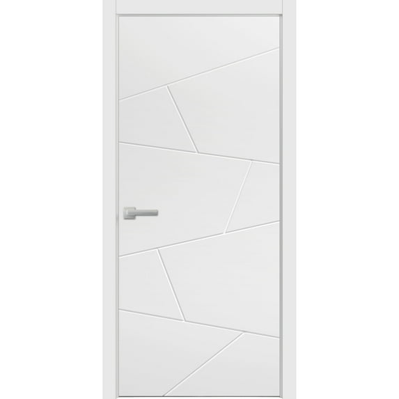 Modern Wood Interior Door with Hardware | Planum 0990 White Silk | Single Panel Frame Trims | Bathroom Bedroom Sturdy Doors-30" x 80"