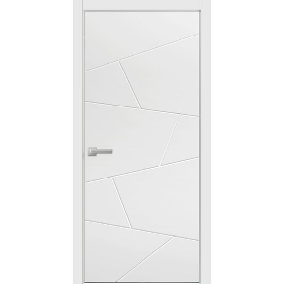Modern Wood Interior Door with Hardware | Planum 0990 White Silk | Single Panel Frame Trims | Bathroom Bedroom Sturdy Doors-32" x 84"