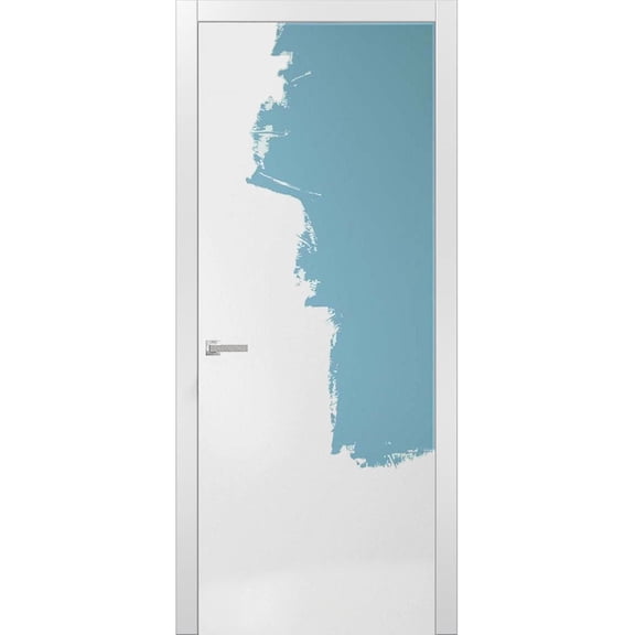 Modern Wood Interior Pre-Hung Door with Hardware | Planum 0010 Primed | Single Panel Frame Trims | Bathroom Bedroom Sturdy Doors-42" x 80"