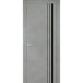 thumbnail image 1 of Modern Wood Interior Pre-Hung Door with Hardware | Planum 0011 Concrete | Single Panel Frame Trims | Bathroom Bedroom Sturdy Doors-30" x 80", 1 of 7